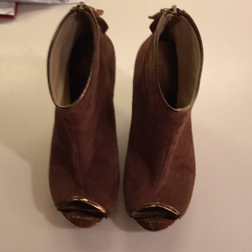 Size 36.5 Jimmy Choo wedge suede open toe booties